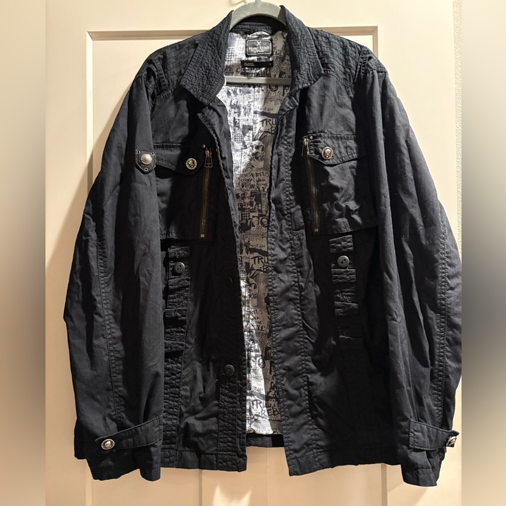 Marc Ecko Black Military Jacket - Large - 100% Cotton